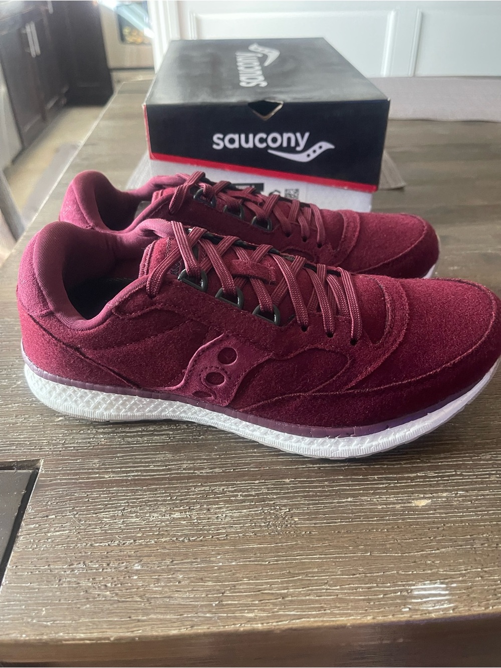 Saucony Women's Burgundy Suede Lace-Up Sneakers